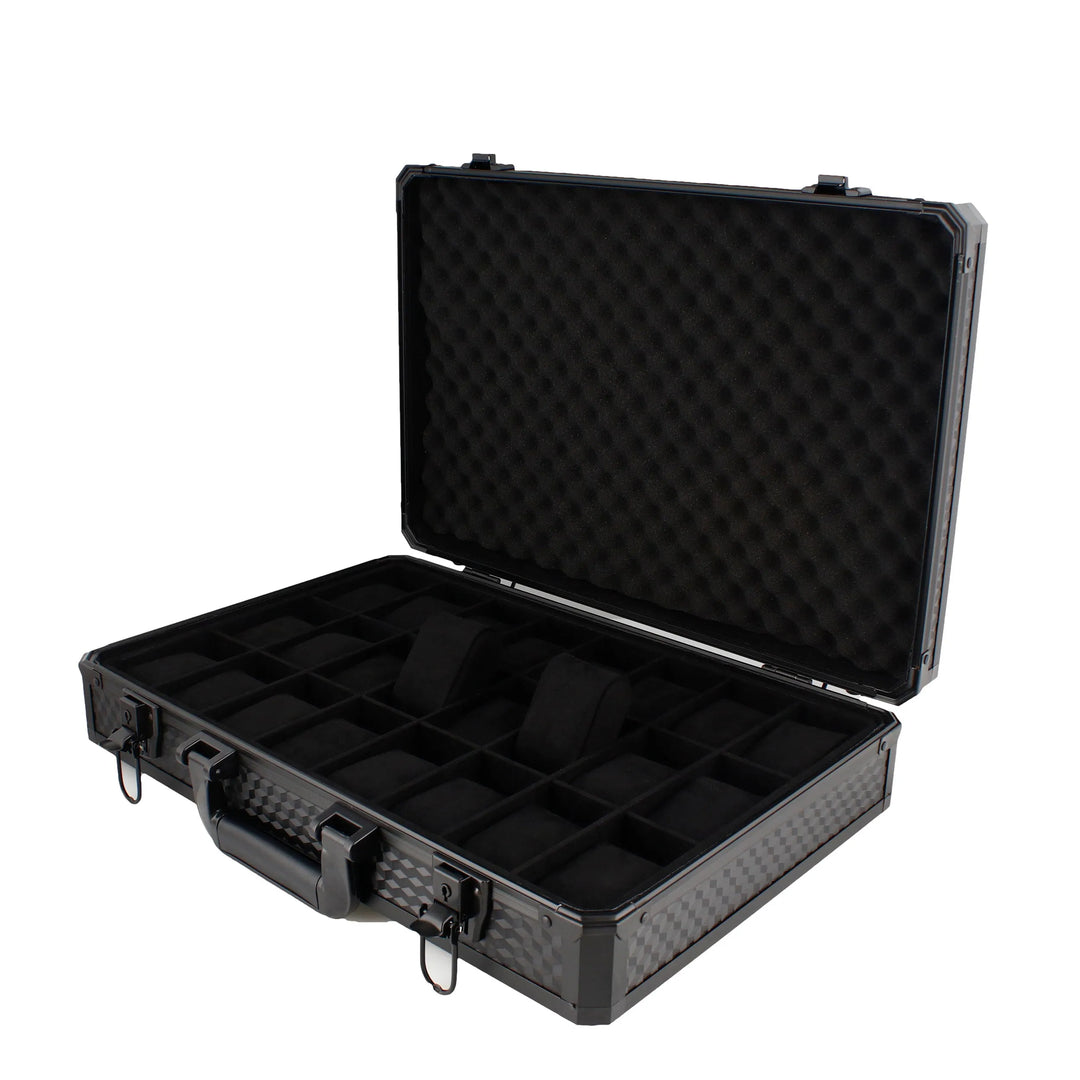 24 Watch Briefcase in Black with Lift Out Tray