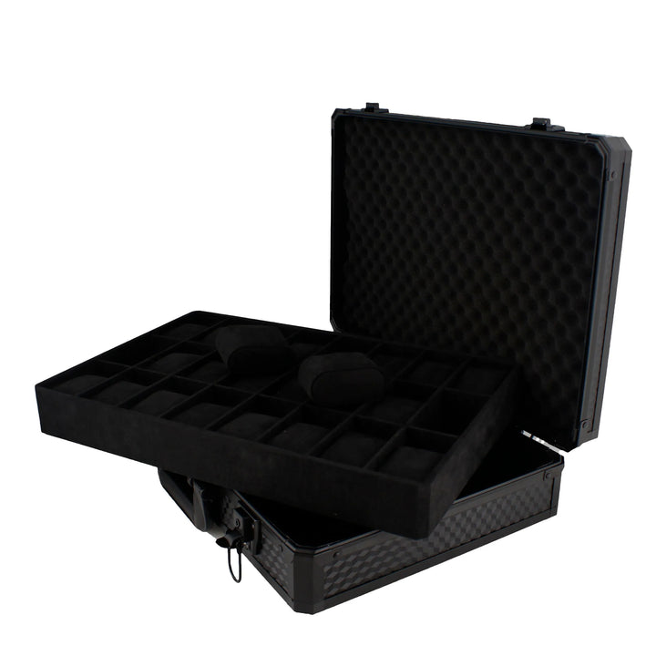 24 Watch Briefcase in Black with Lift Out Tray