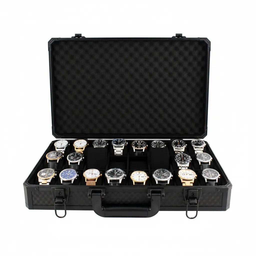 24 Watch Briefcase in Black with Lift Out Tray