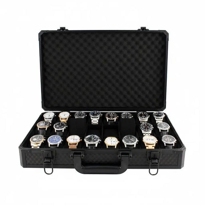 24 Watch Briefcase in Black with Lift Out Tray