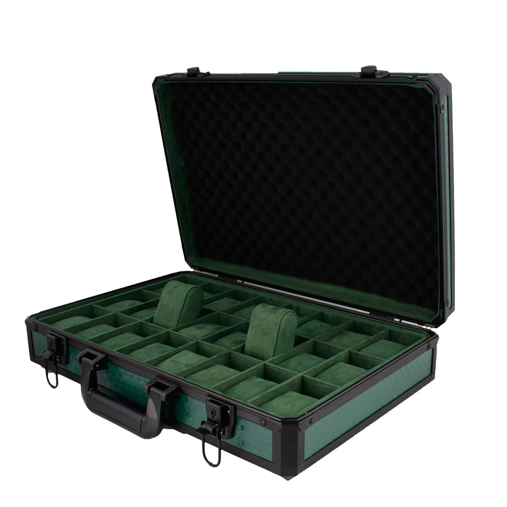 24 Watch Briefcase in Green with Lift Out Tray