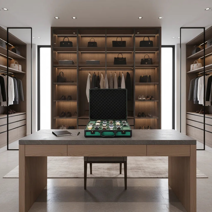 24 Watch Briefcase in Green with Lift Out Tray