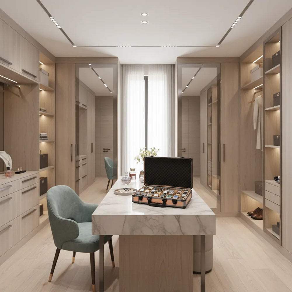 24 Watch Briefcase in Rose Gold with Lift Out Tray