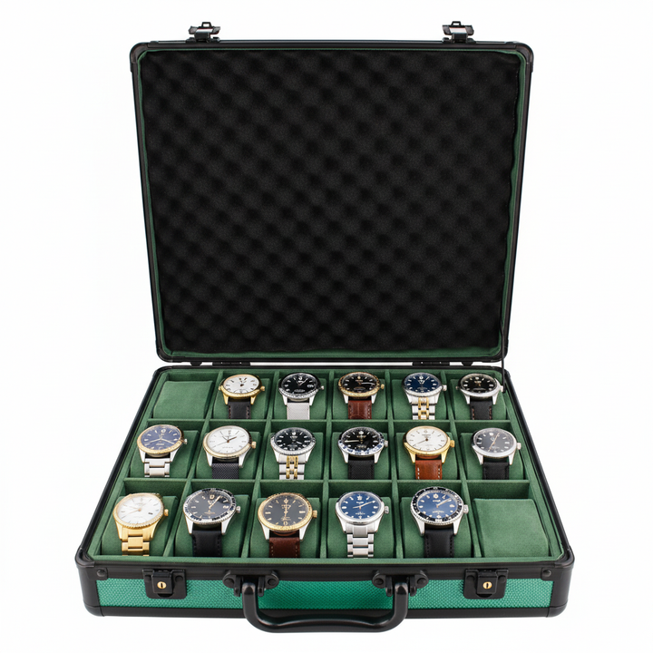 Étui de voyage en cuir en fibre de carbone pour 24 montres par Aevitas