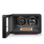 2 Watch Winder in Black and Grey Smooth Leather Finish by Aevitas
