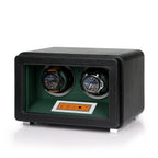 2 Watch Winder in Black and Green Smooth Leather Finish by Aevitas