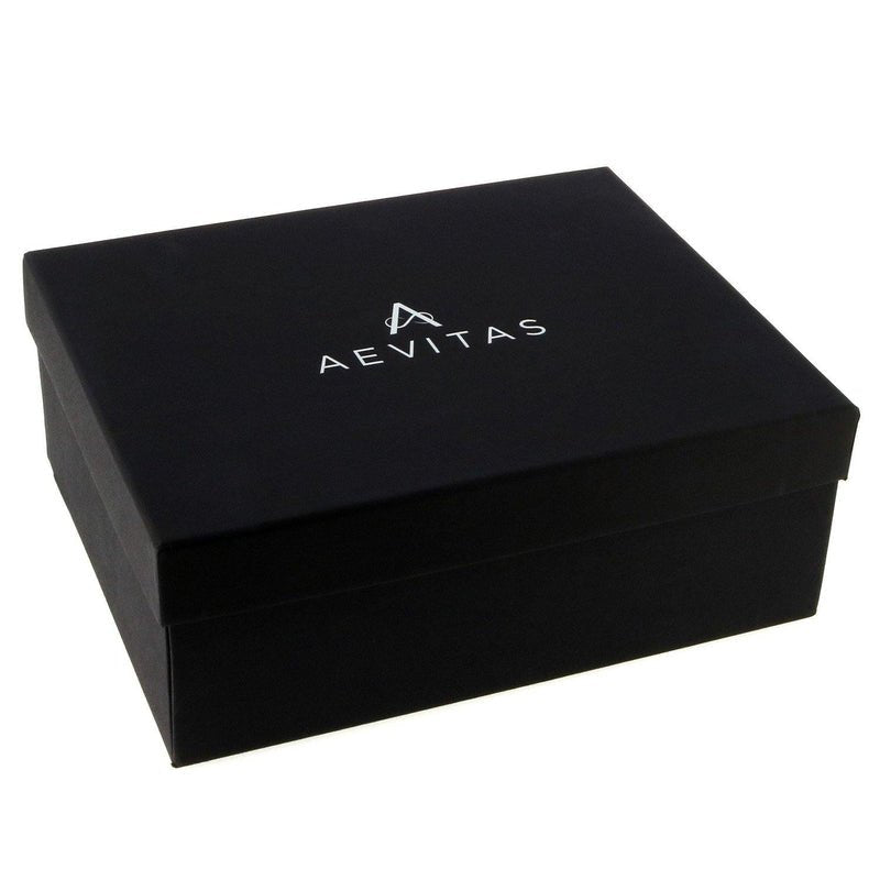4 Watch Box Black Genuine Leather with 8 Cufflink Holders by Aevitas