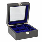 4 Watch Box Black Genuine Leather with 8 Cufflink Holders by Aevitas