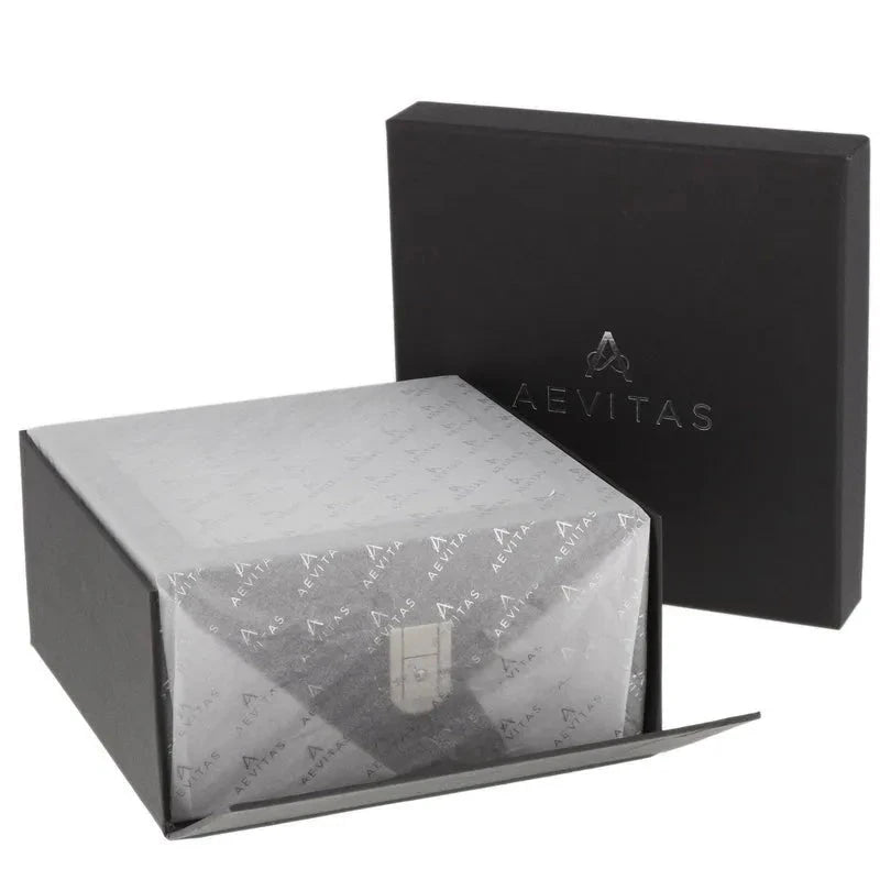 4 Watch Box Black Genuine Leather with 8 Cufflink Holders by Aevitas