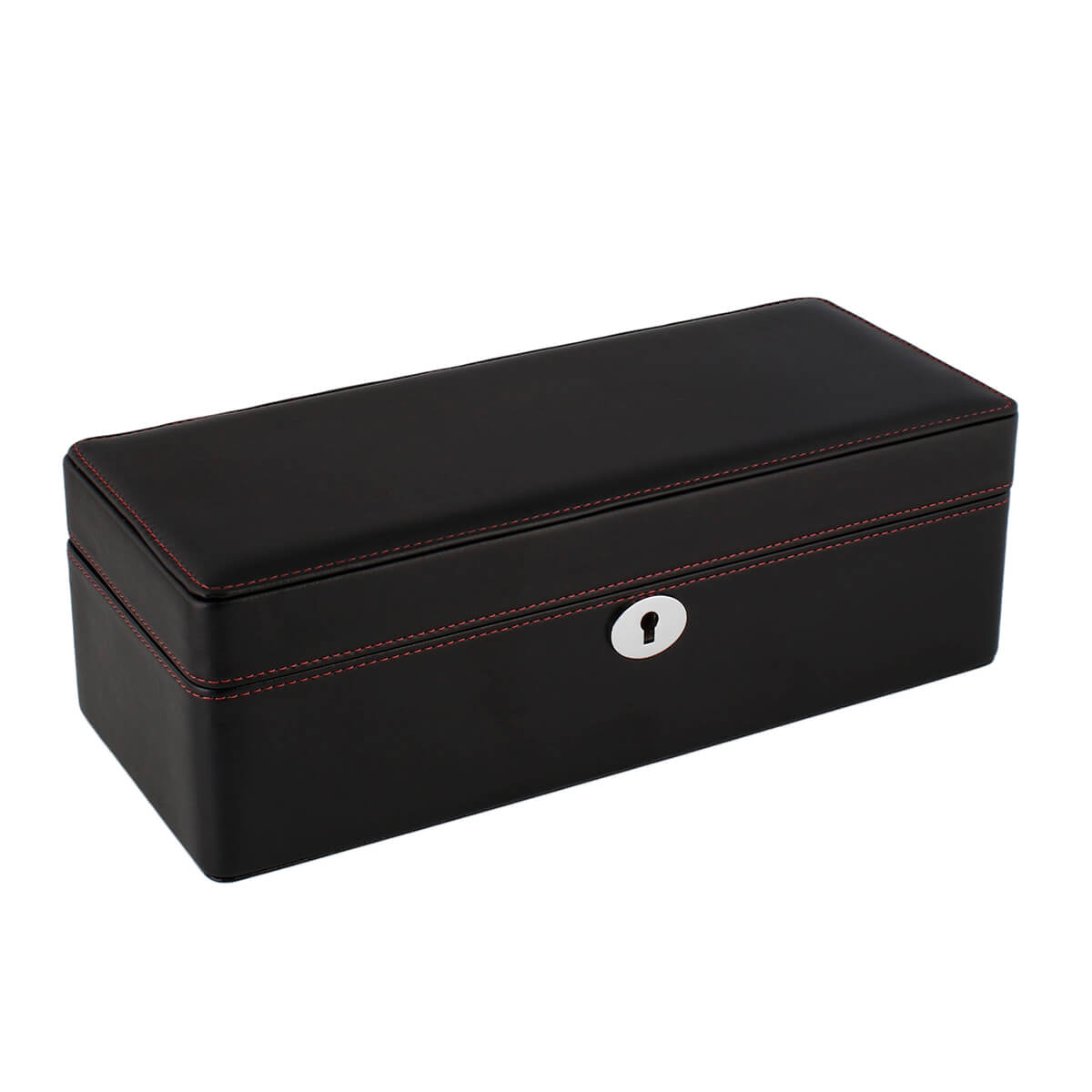 4 Watch Box in Black Leather Finish Fine Quality by Aevitas