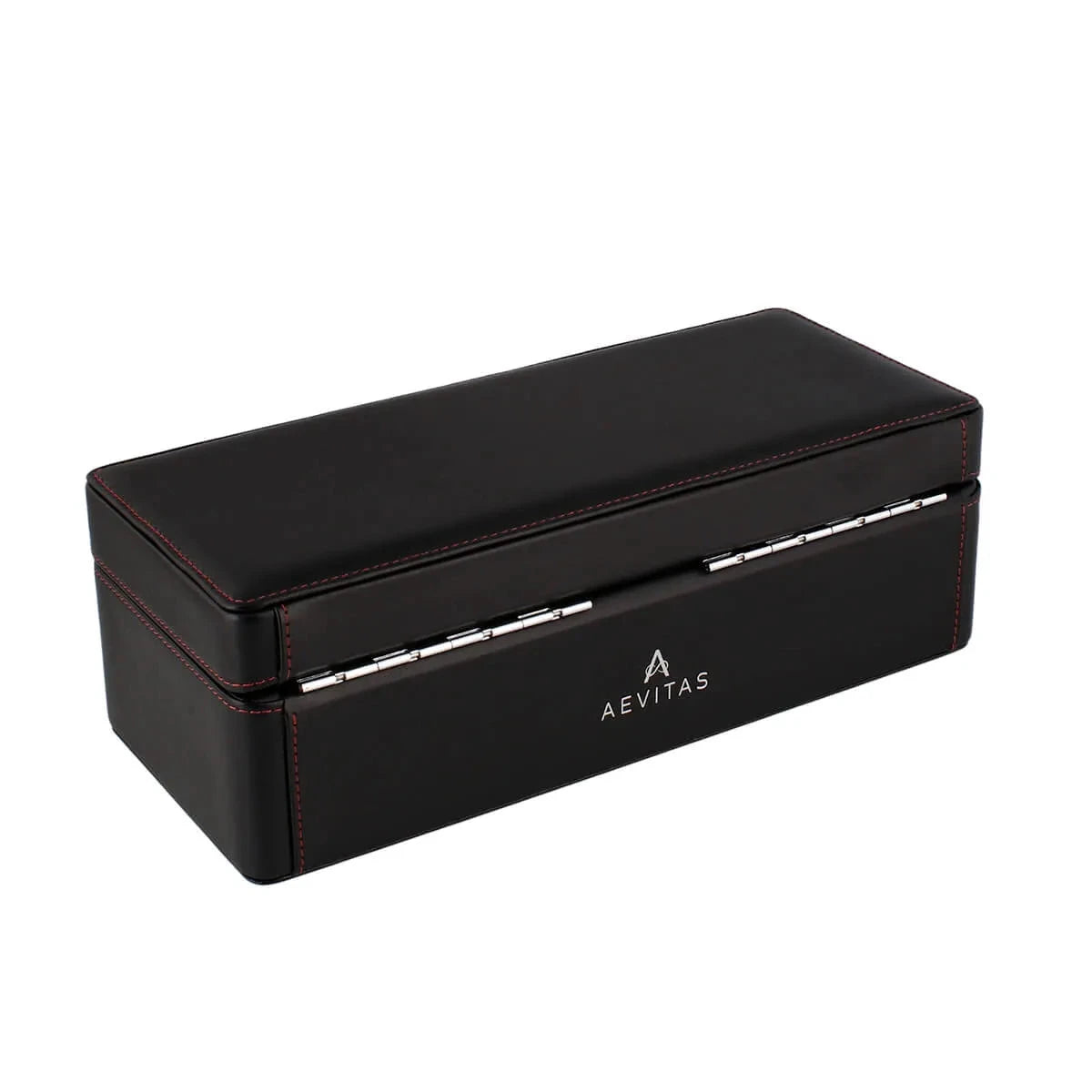 4 Watch Box in Black Leather Finish Fine Quality by Aevitas