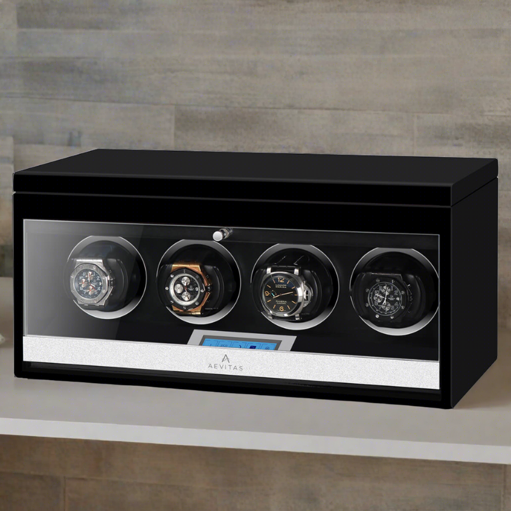 4 Watch Winder Black Edition with Extra Storage Area by Aevitas