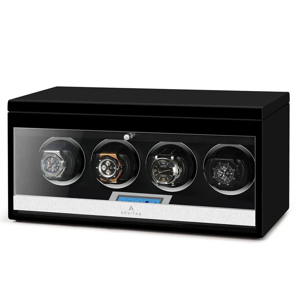 4 Watch Winder Black Edition with Extra Storage Area by Aevitas
