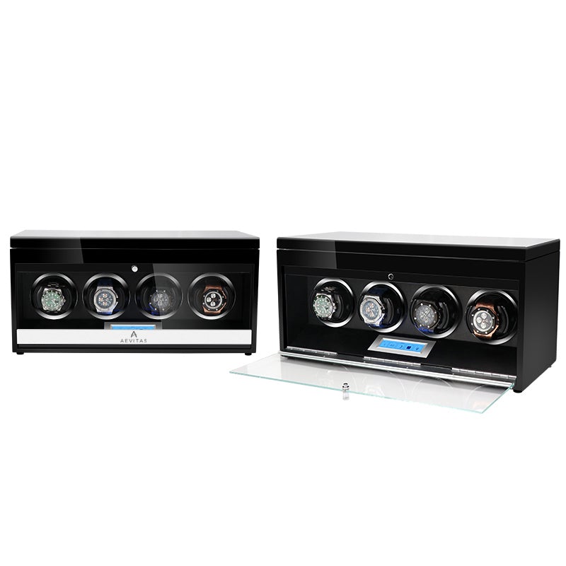 4 Watch Winder Black Edition with Extra Storage Area by Aevitas