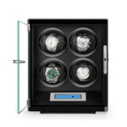 4 Watch Winder Piano Black Wood Finish the Tower Series by Aevitas