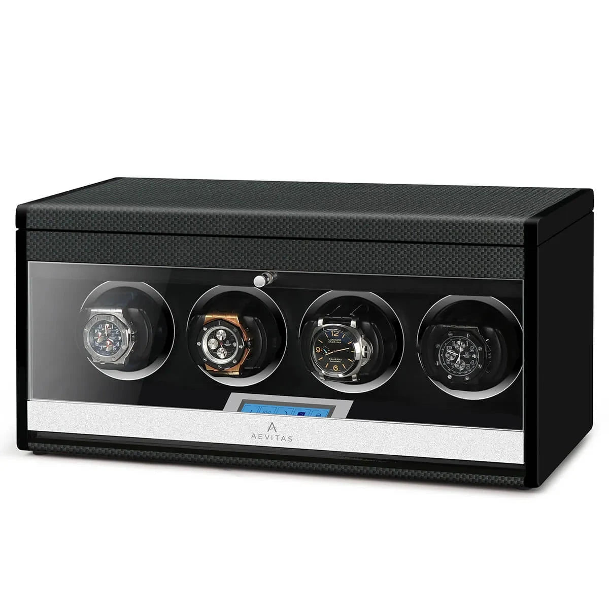 4 Watch Winder in Carbon Fibre with Extra Storage Area by Aevitas
