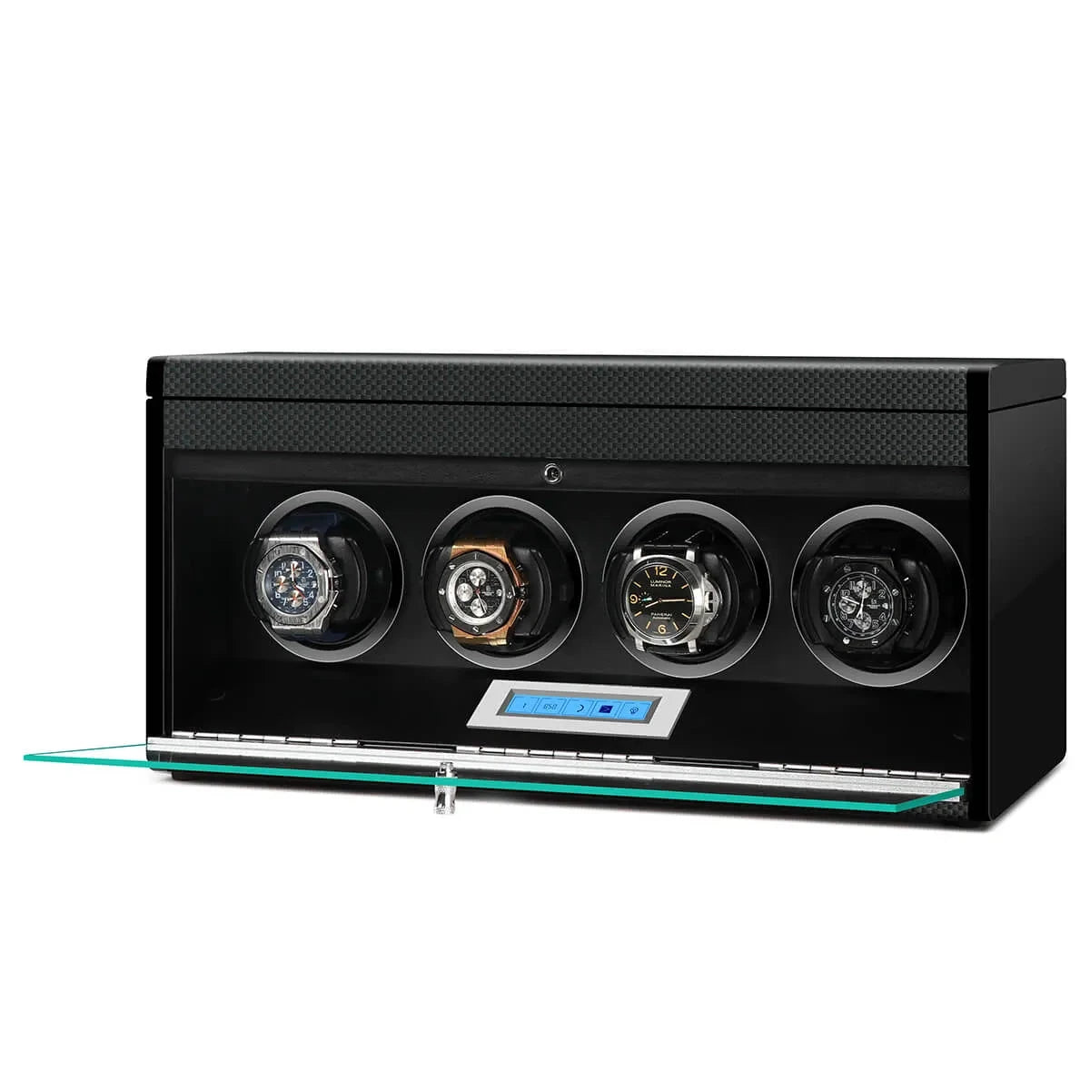 4 Watch Winder in Carbon Fibre with Extra Storage Area by Aevitas