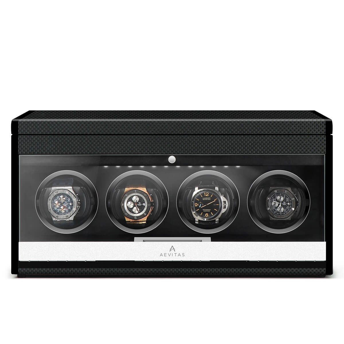 4 Watch Winder in Carbon Fibre with Extra Storage Area by Aevitas