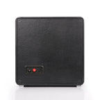 Back view of Aevitas 4 watch winder in black leather with power switches and USB-C port on a white background.