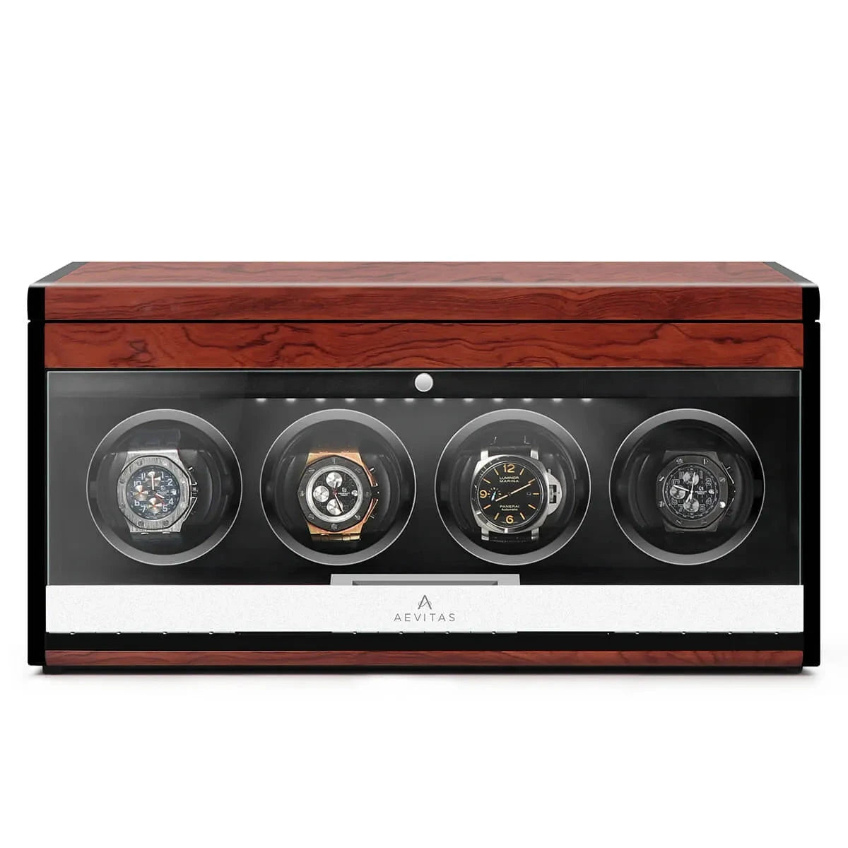 4 Watch Winder with Extra Storage Wood Veneer Finish by Aevitas