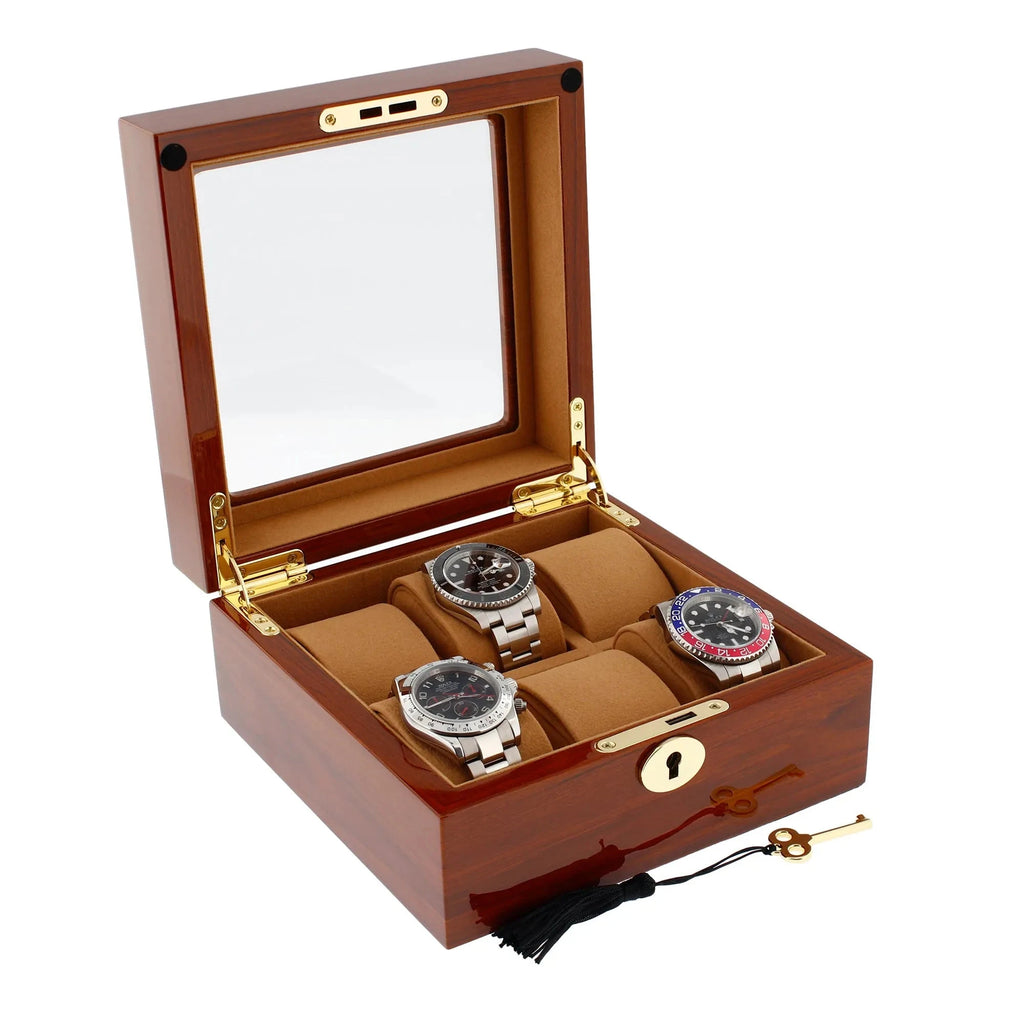 6 Watch Box in Luxurious Mahogany Wood with Camel Lining by Aevitas