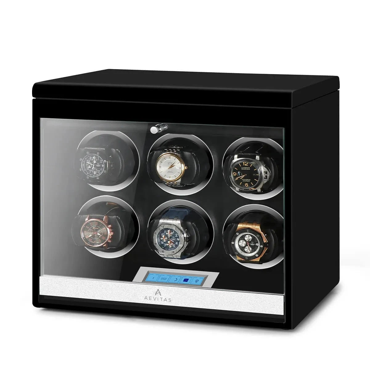 6 Watch Winder Black Edition with Extra Storage Area by Aevitas
