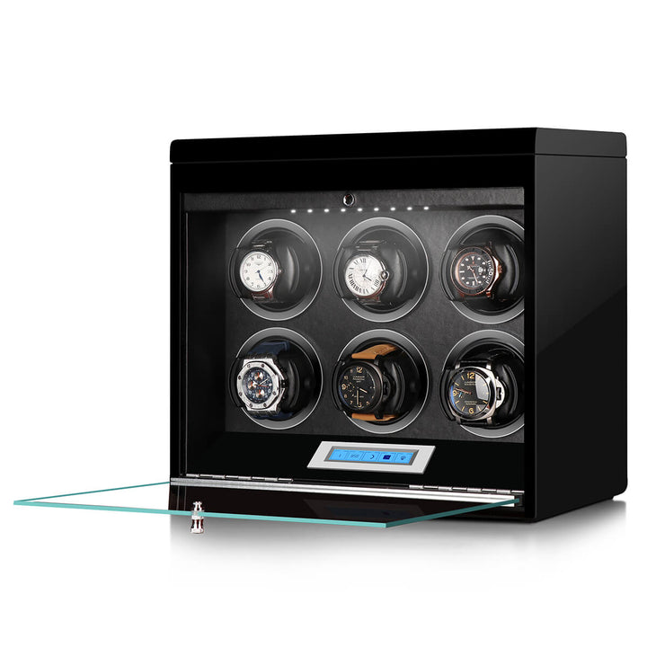 6 Watch Winder Black Edition with Extra Storage Area by Aevitas
