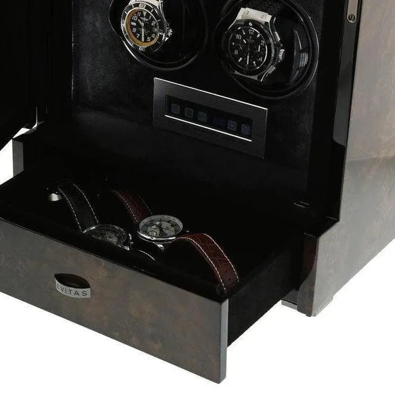 6 Watch Winder Dark Burl Wood Finish the Tower Series by Aevitas