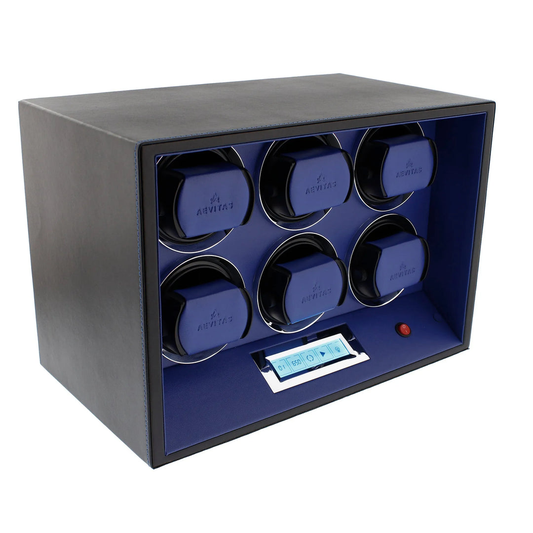 6 Watch Winder Safe Module Black Smooth Leather Finish by Aevitas