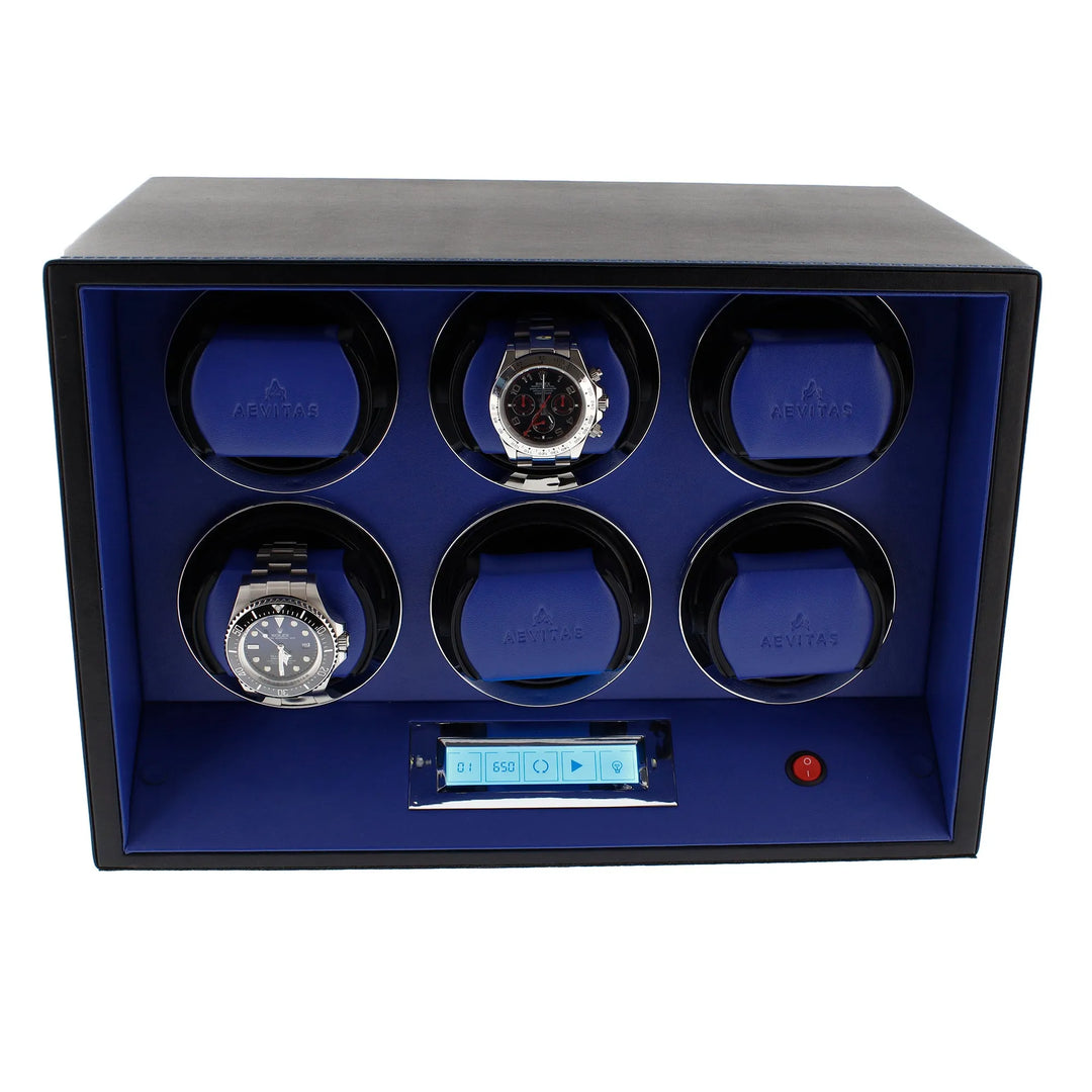 6 Watch Winder Safe Module Black Smooth Leather Finish by Aevitas