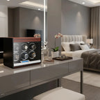6 Watch Winder with Extra Storage with Wood Veneer Finish by Aevitas