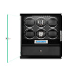 6 Watch Winder with Storage Drawer Piano Black Wood Finish Tower Series by Aevitas