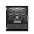 6 Watch Winder with Storage Drawer Piano Black Wood Finish Tower Series by Aevitas