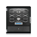 6 Watch Winder with Storage Drawer Piano Black Wood Finish Tower Series by Aevitas