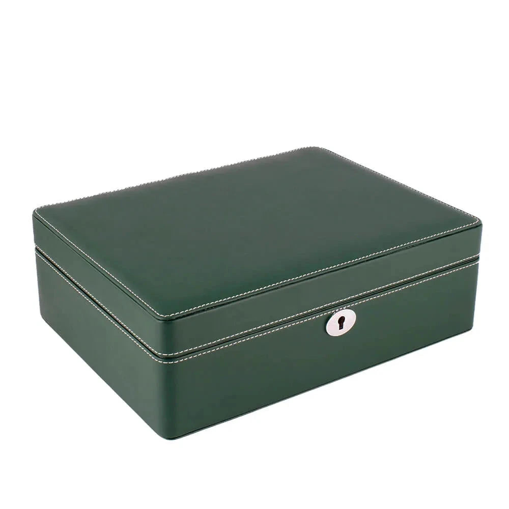 8 Watch Box in Green Leather Finish Fine Quality by Aevitas