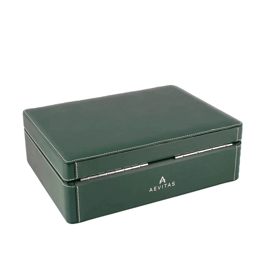8 Watch Box in Green Leather Finish Fine Quality by Aevitas