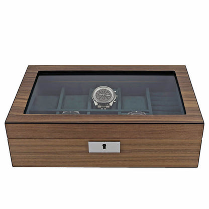 8 Watch Box with Cufflink Storage Natural Walnut Finish by Aevitas