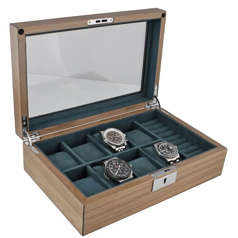 8 Watch Box with Cufflink Storage Natural Walnut Finish by Aevitas