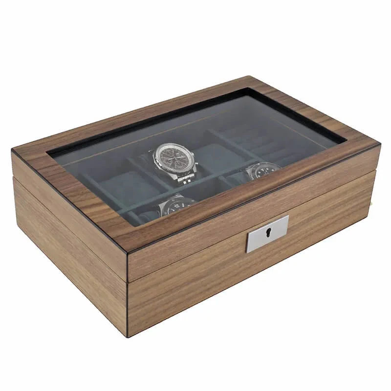 8 Watch Box with Cufflink Storage Natural Walnut Finish by Aevitas