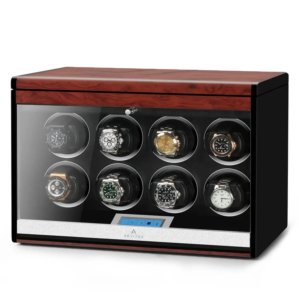 8 Watch Winder with Extra Storage Wood Veneer Finish by Aevitas