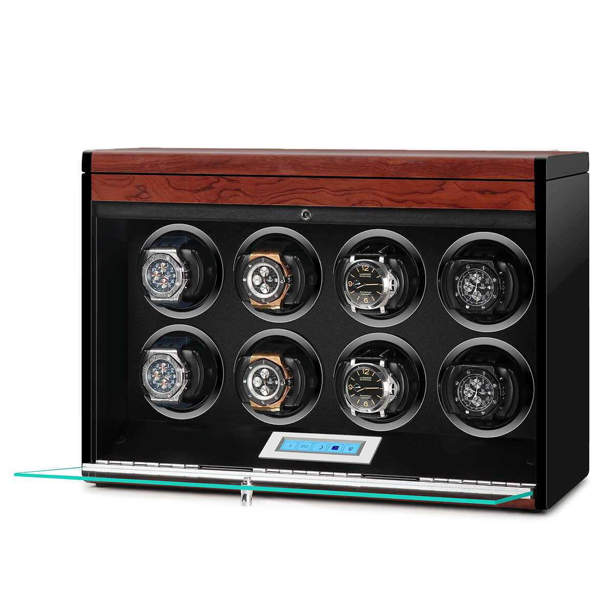 8 Watch Winder with Extra Storage Wood Veneer Finish by Aevitas - Special Offer