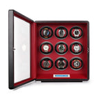 9 Watch Winder in Smooth Black Leather Finish by Aevitas UK