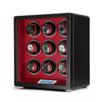 9 Watch Winder in Smooth Black Leather Finish by Aevitas UK