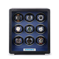 9 Watch Winder in Smooth Black with Blue Leather Finish by Aevitas UK