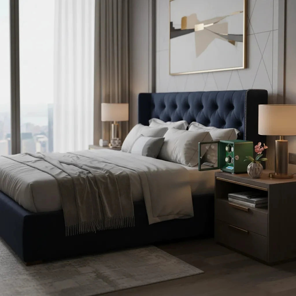 Automatic 4 Watch Winder in Dark Green Smooth Leather Finish by Aevitas