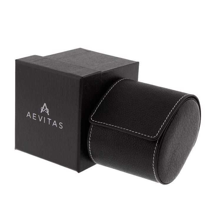 Black Genuine Leather Single Watch Roll Travel Case by Aevitas