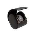 Black Genuine Leather Single Watch Roll Travel Case by Aevitas
