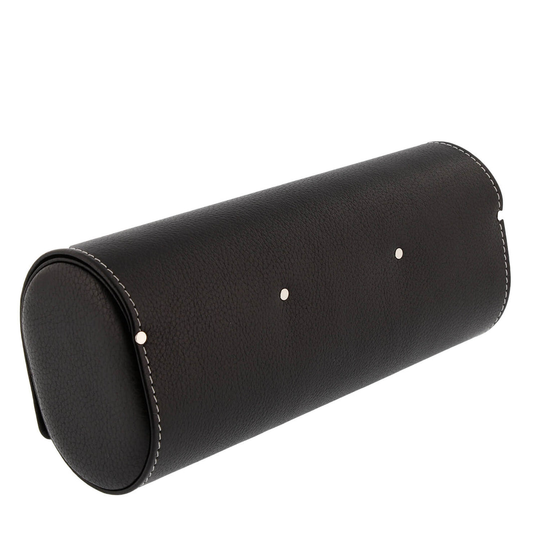 Black Genuine Leather Triple Watch Roll Travel Case by Aevitas