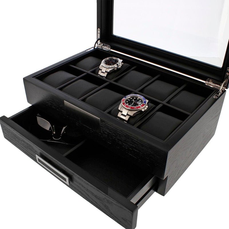 Black Oak Wooden Veneer Watch Box for 10 Watches by Aevitas