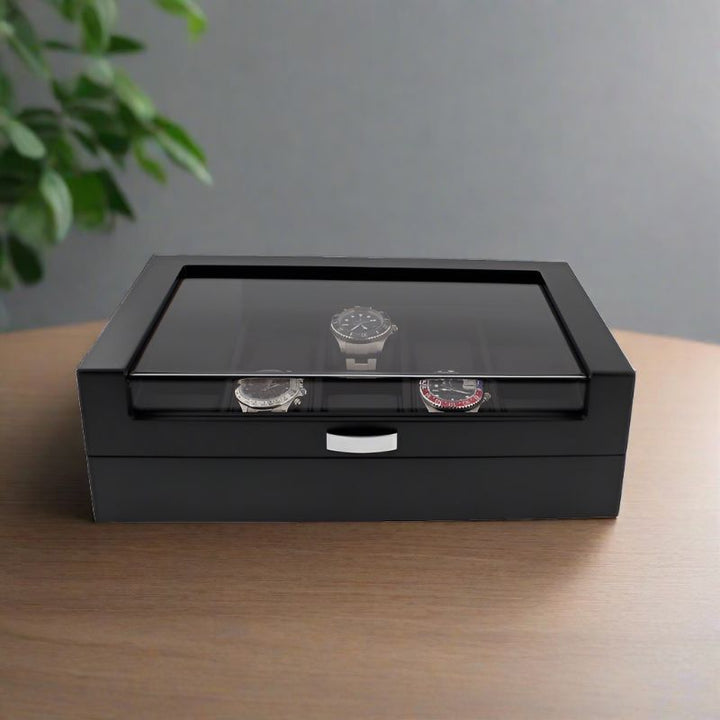 Black Oak Wooden Veneer Watch Box for 10 Watches by Aevitas